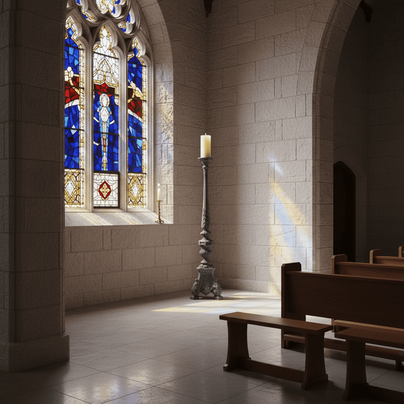 Manchester Religious Candleholder Statue (59 - Inch) Side Angle