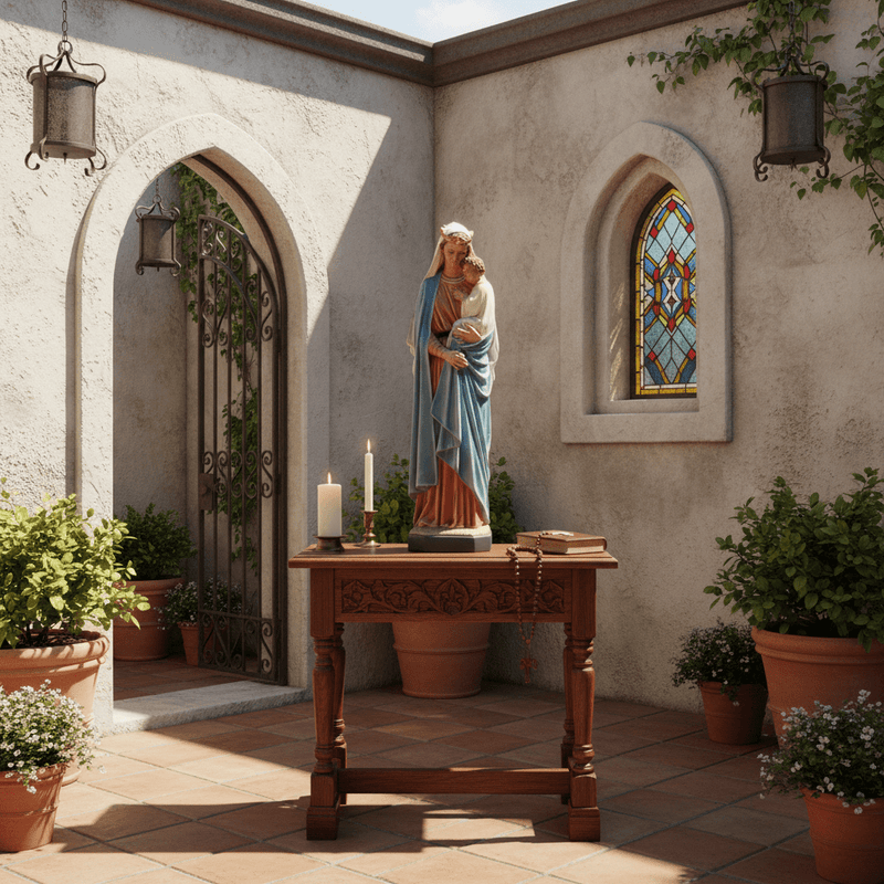 Mary and Child Religious Statue (25 - Inch) Side Angle