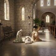 Mary, Joseph, and Baby Jesus in Manger Statue (22 - Inch) Side Angle