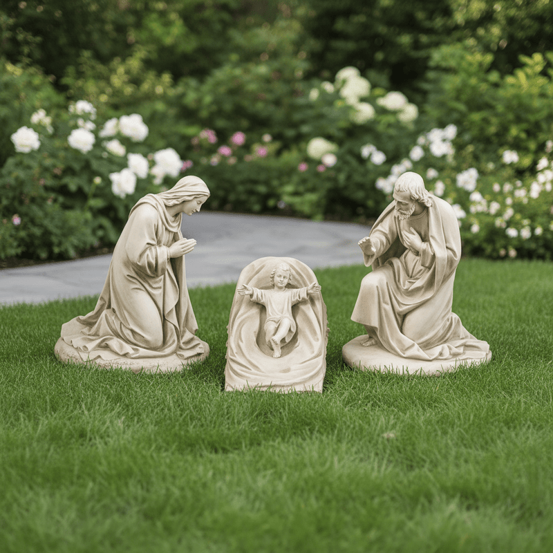 Mary, Joseph, and Baby Jesus in Manger Statue (22 - Inch)