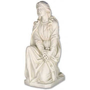 Kneeling angel statue with detailed wings and flowing robes, featuring classical old world European and Renaissance-inspired design. Side Angle