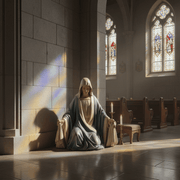 Mary Sitting Statue (45 - Inch) Side Angle