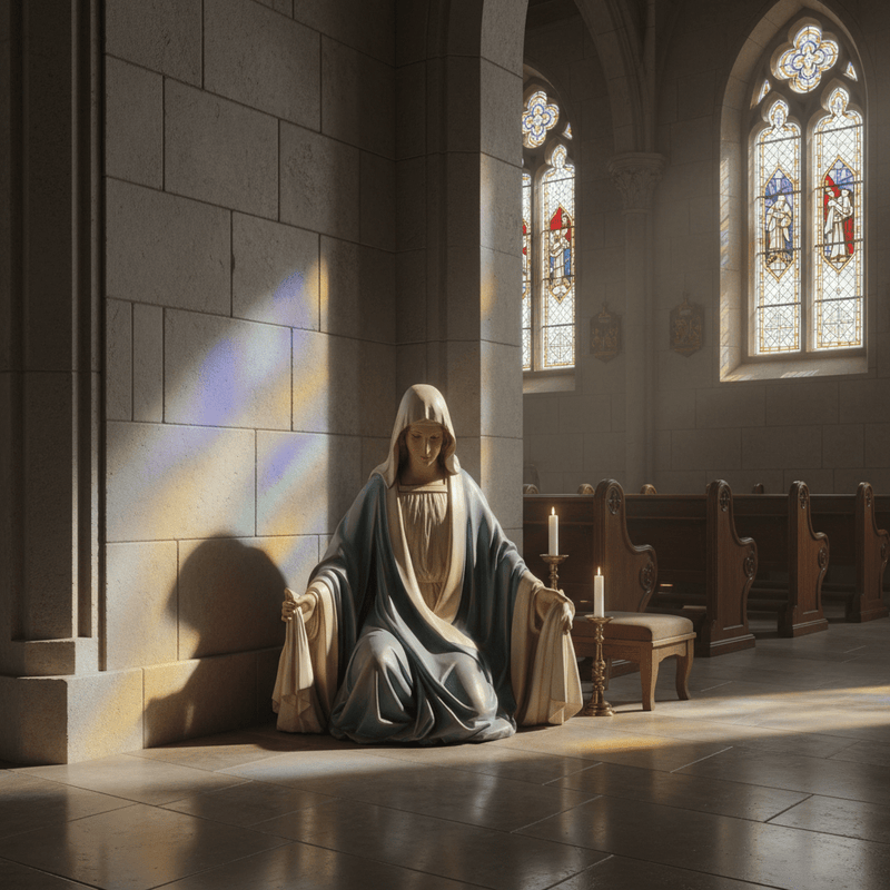 Mary Sitting Statue (45 - Inch) Side Angle