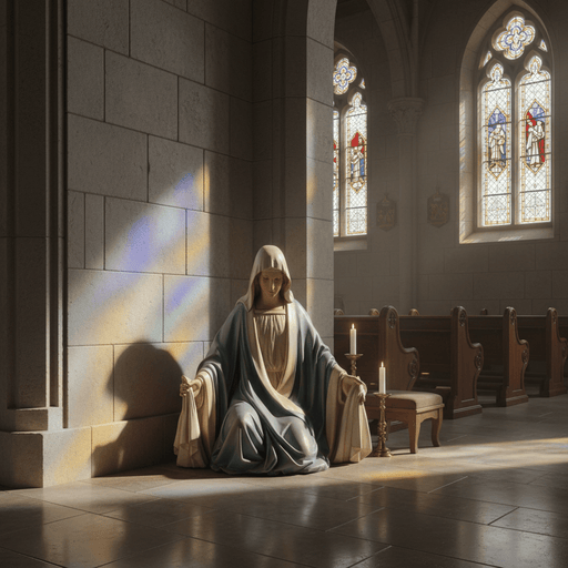 Mary Sitting Statue (45 - Inch) Side Angle