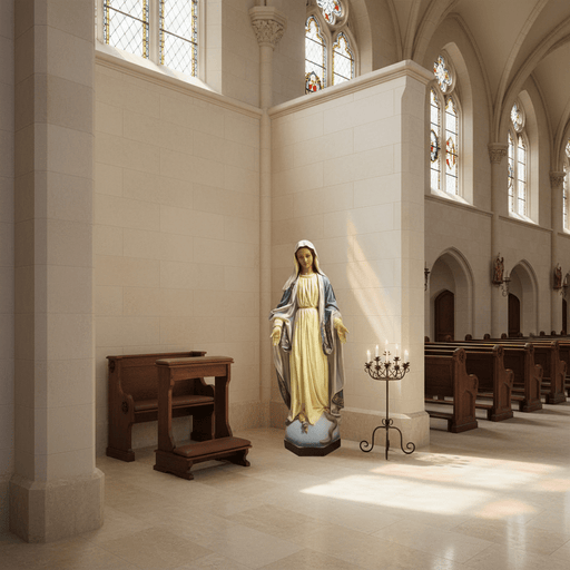 Mary with Outstretched Hands Statue (56 - Inch) Side Angle
