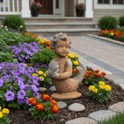 Mermaid Boy Garden Statue (17 - Inch) Side Angle