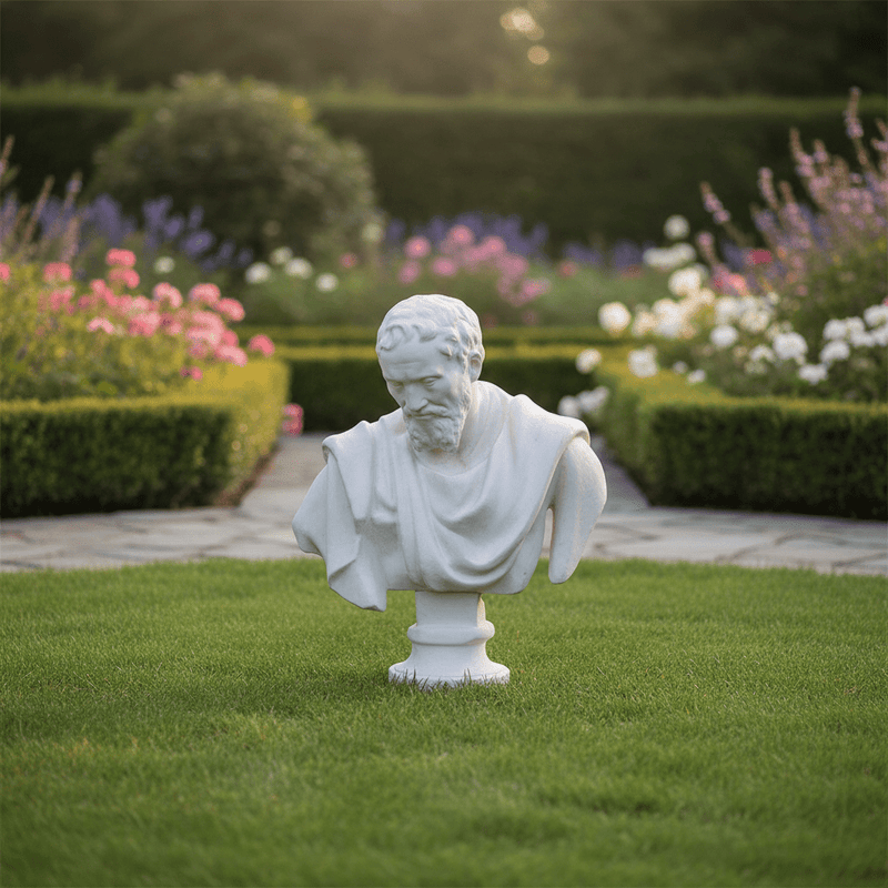 Michelangelo Bust Display Decor (32 - Inch) Side Angle