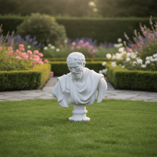 Michelangelo Bust Display Decor (32 - Inch) Side Angle
