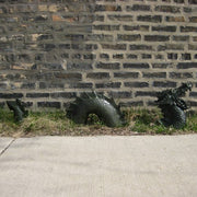 Moat Dragon Roaring Peices Statue (3 - Piece) Side Angle
