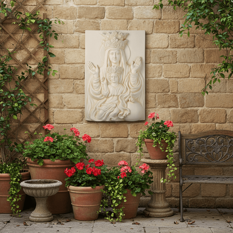 Mother and Child Catholic Plaque (17.0 - Inch) Side Angle