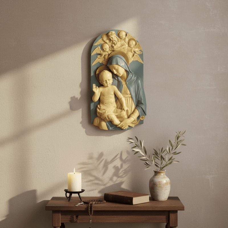 Mother and Child in Heaven Statue (38 - Inch) Side Angle