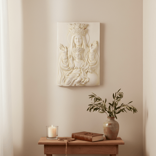 Mother and Child Outdoor Catholic Plaque (17.0 - Inch) Side Angle