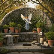 Nativity Gloria Angel with Banner on Metal Stand for Christmas Decor Outdoor Statue (18 - Inch) Side Angle