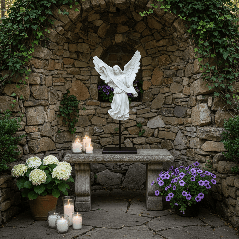 Nativity Gloria Angel with Banner on Metal Stand for Christmas Decor Outdoor Statue (18 - Inch) Side Angle