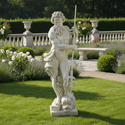 Neptune With Trident Statue (65 - Inch) Side Angle