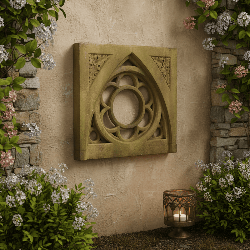 Oak Leaf Tracery Outdoor Plaque (28.0 - Inch) Side Angle