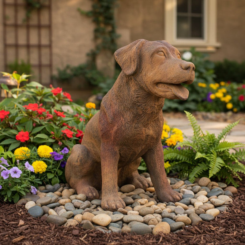 Old Barney Dog Statue (19 - Inch) Side Angle