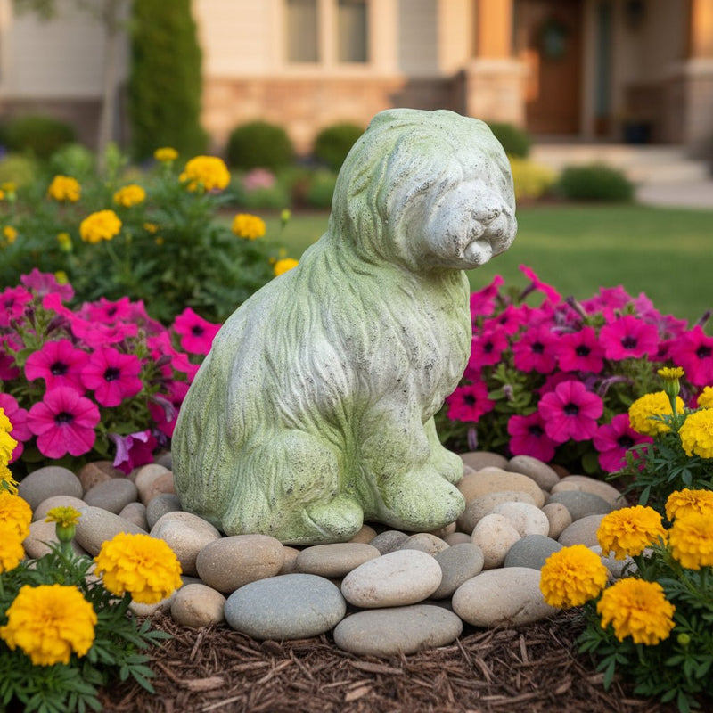 Old English Sheep Dog Garden Statue (17 - Inch) Side Angle