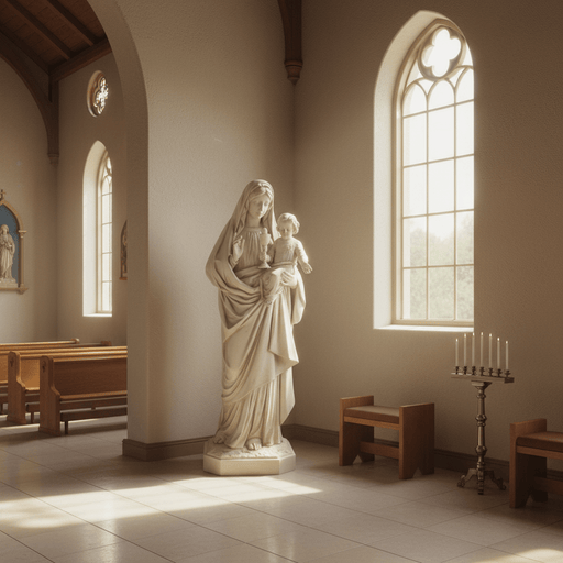 Our Lady Blessed Sacrament Mary with Jesus Statue (67 - Inch) Side Angle