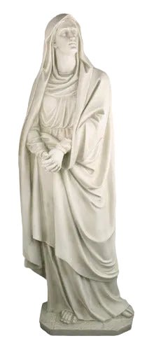 Kneeling woman statue with flowing hair and draped robes, featuring classical and Renaissance-inspired ornate detailing. Different Angle
