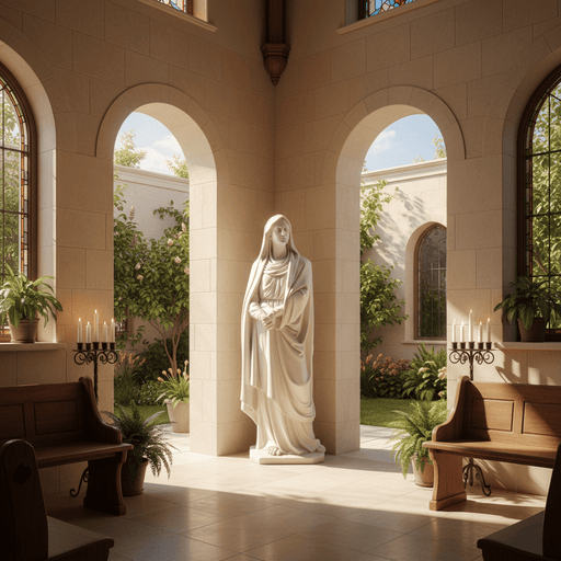 Our Lady of Sorrow Religious Mary Statue (65 - Inch) Side Angle