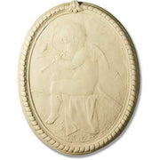 Oval Relief Plaque With Cherub And Flute (32-Inch)