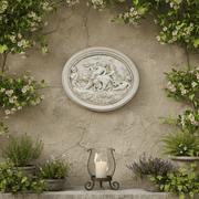 Oval Relief With Cherubs And Lion Plaque (19 - Inch) Side Angle