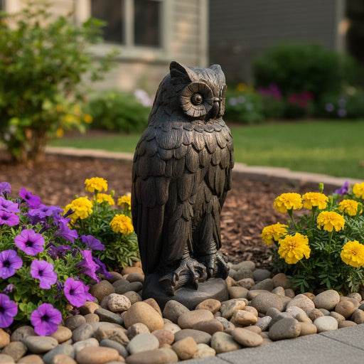 Owl Bird Garden Statue (23 - Inch) Side Angle
