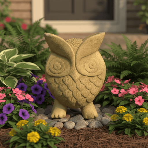 Owl Bird Garden Statue (8 - Inch) Side Angle