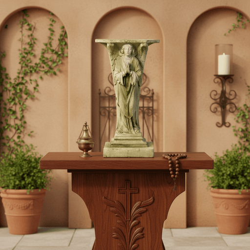 Pair Of Classical Angel Pedestals Outdoor Statue (38 - Inch)