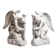 Pair Of Kneeling Angels Outdoor Statue With Candlestick (35 - Inch) Side View