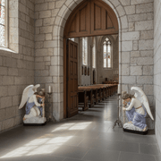 Pair Of Kneeling Angels With Candlestick Garden Statue (35-Inch)