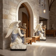 Pair Of Kneeling Angels With Candlestick Garden Statue (35-Inch)