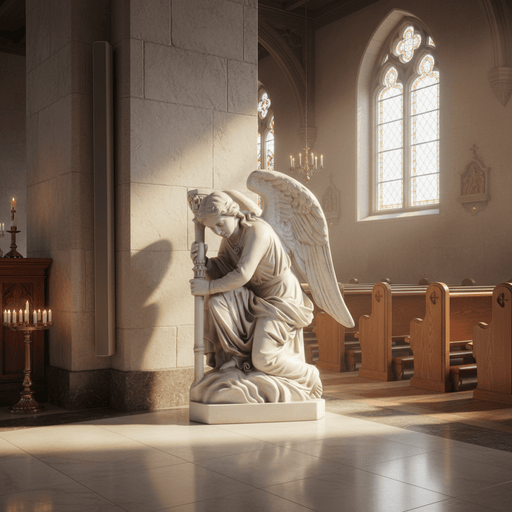 Pair Of Kneeling Angels With Candlestick Garden Statue (35-Inch)