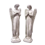 Pair Of Standing Prayer Angels Outdoor Statue (21-Inch)