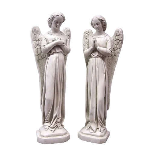 Pair Of Standing Prayer Angels Outdoor Statue (21-Inch)