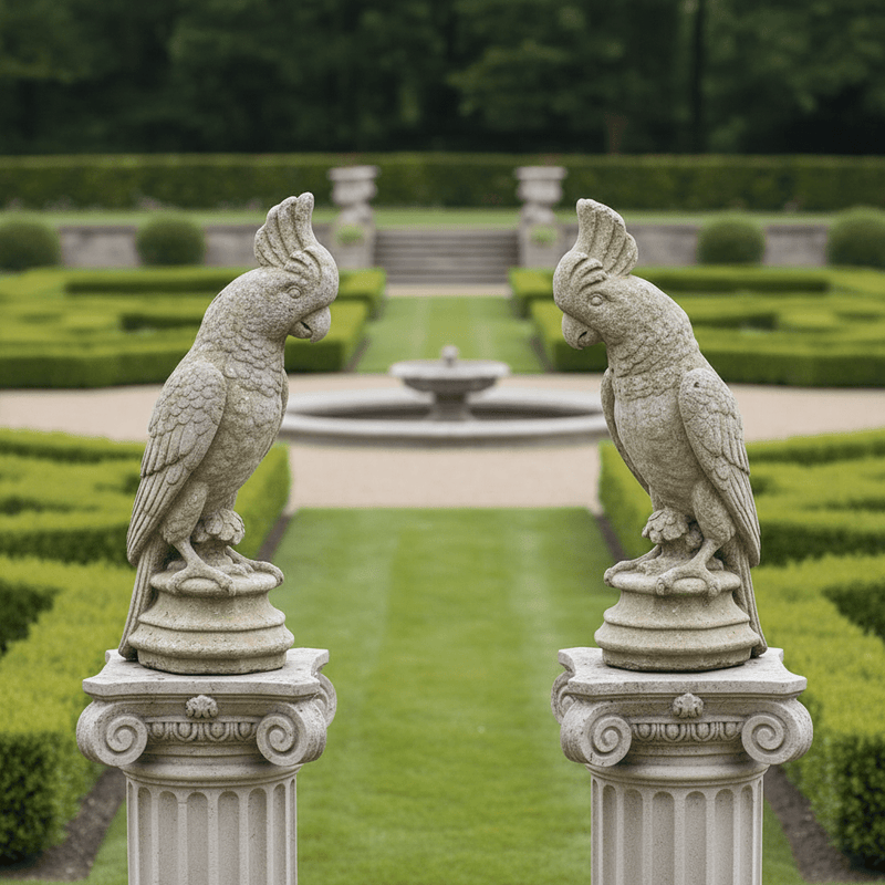Parrot Finial Outdoor Statue (21 - Inch) Side Angle
