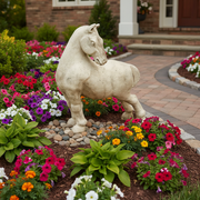 Peking Horse Garden Statue (16 - Inch) Side Angle