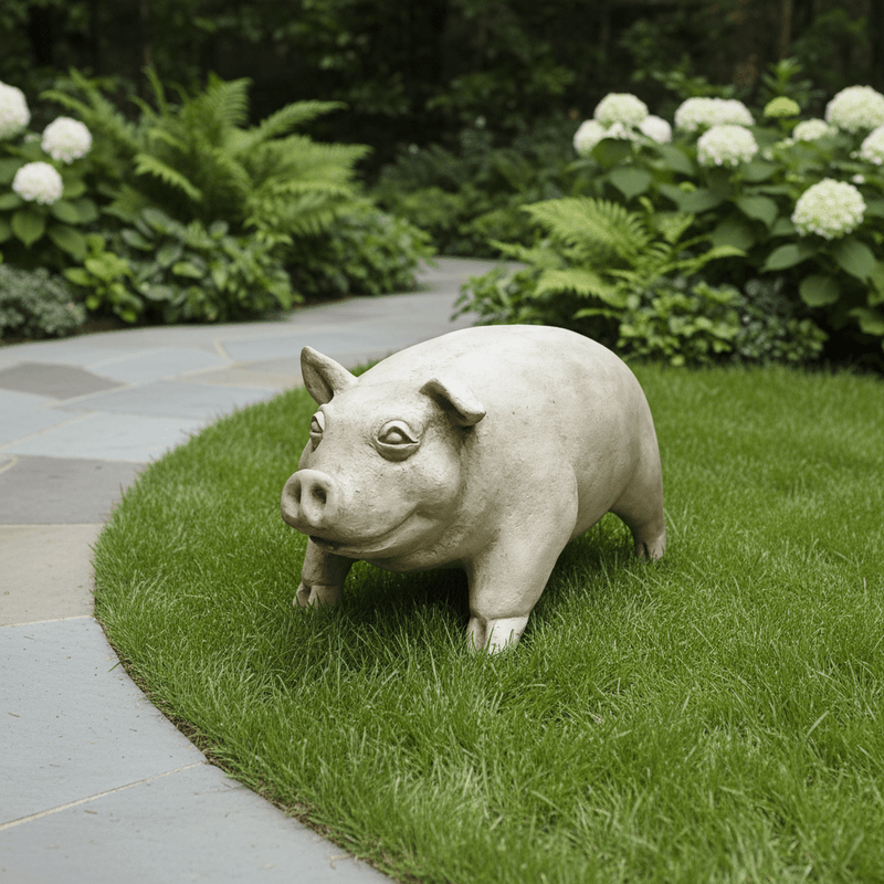Pig Garden Statue (24 - Inch) Side Angle