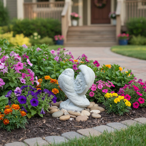 Pigeon Garden Statue (10 - Inch) Side Angle