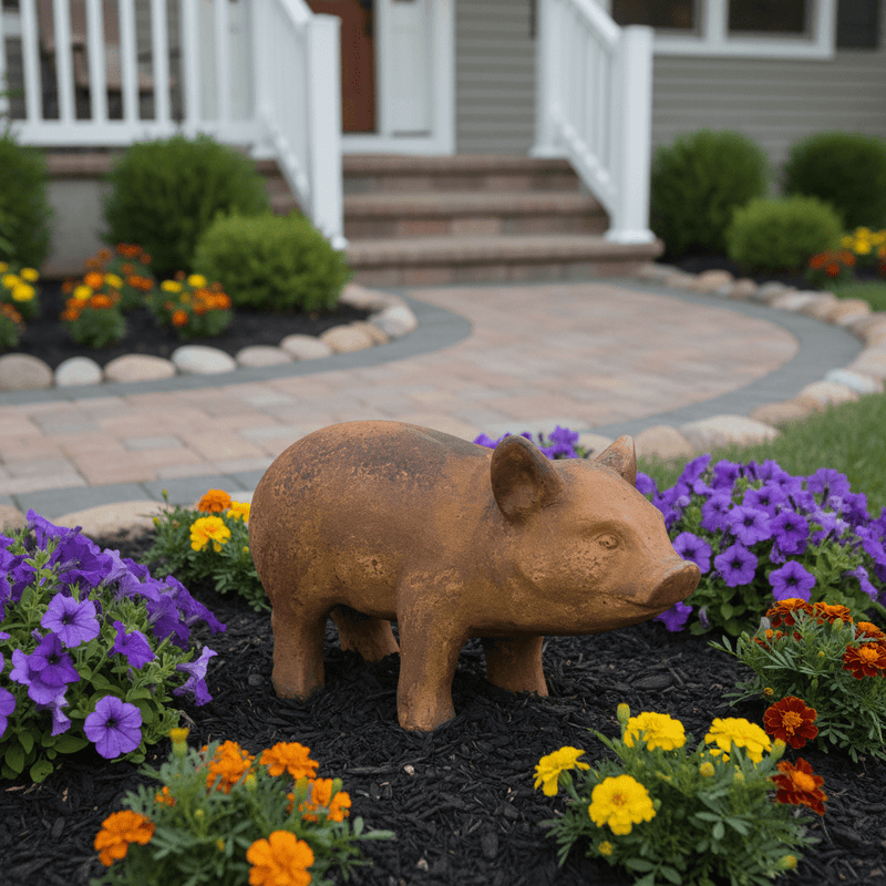 Piglet Garden Statue (12 - Inch) Side Angle