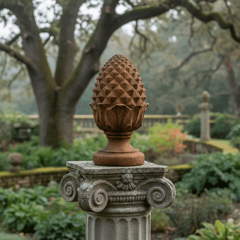 Pinecone Outdoor Statue (15 - Inch) Side Angle