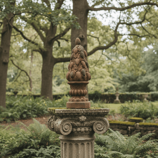 Pinecone Topiary Outdoor Statue (25 - Inch) Side Angle