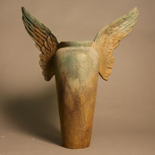 Planter Vase with Wings Outdoor Statue (26 - Inch)