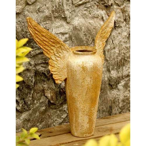 Planter Vase with Wings Outdoor Statue (26 - Inch) Side Angle