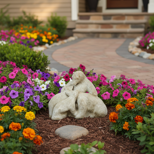 Polar Bear Family Garden Statue (11 - Inch) Side Angle