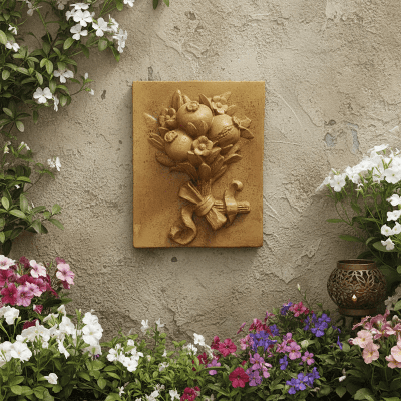 Pomegranate Harvest Frieze Statue (16 - Inch) Side Angle