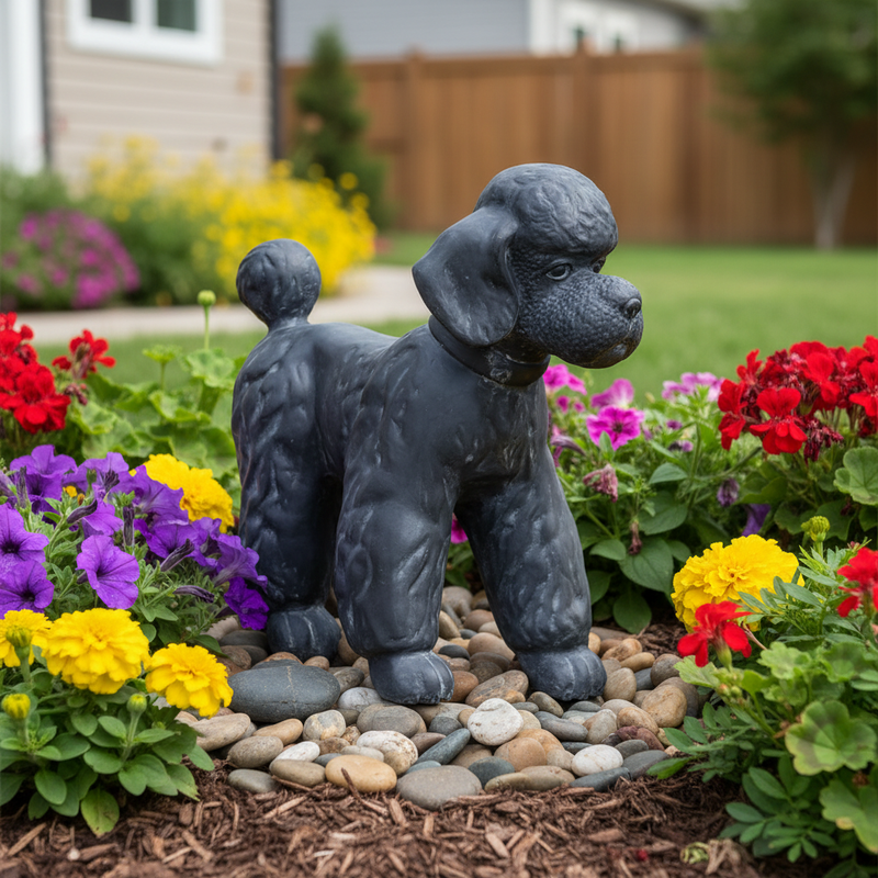 Poodle Dog Garden Statue (16-Inch)