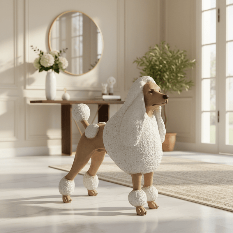 Poodle Dog Garden Statue (20-Inch)