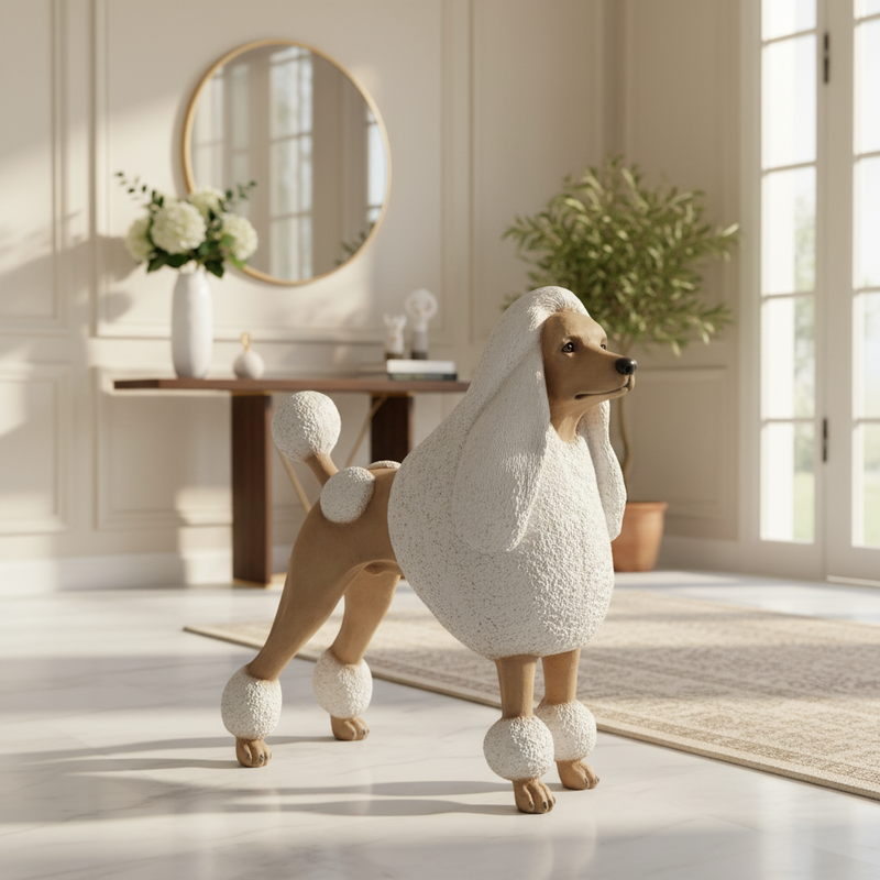 Poodle Dog Garden Statue (20-Inch)